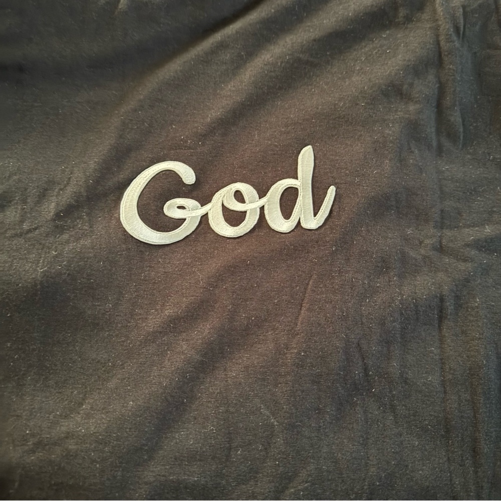 Black Tee with White Embroidery